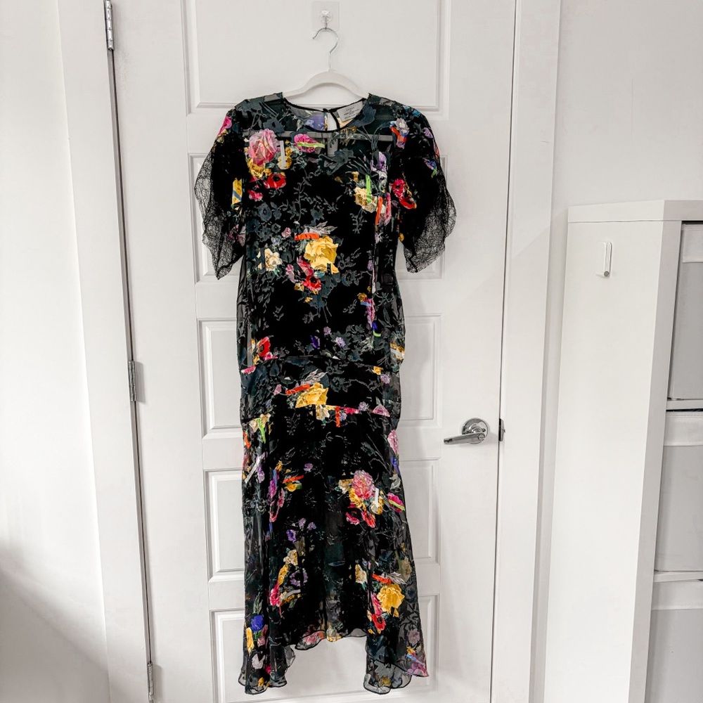 Preen By Thornton Bregazzi Satin Devoré Lace Leonora Dress - Picture 4 of 9
